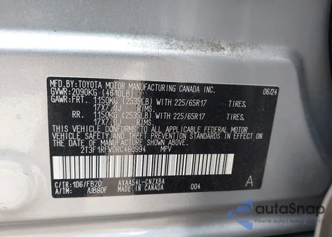 2024 Toyota Rav4 Le from USA, damaged, VIN 2T3F1RFV0RC460994